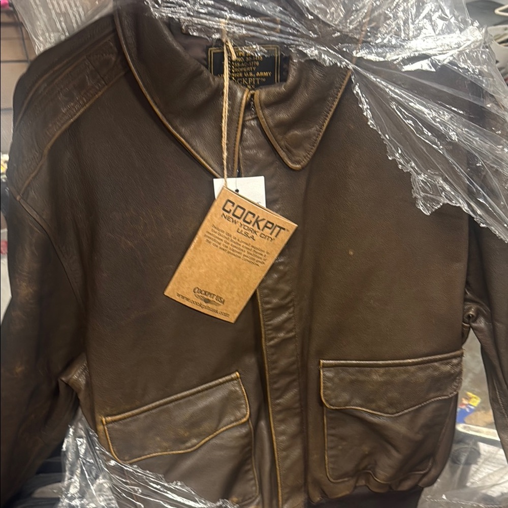 Brown Military Field Jacket with Leather Details